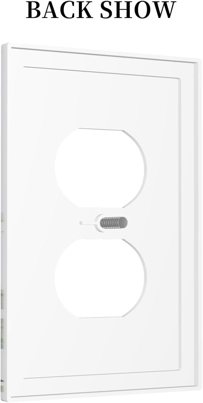 Green Eucalyptus Rustic Botanical Plant Leaves Single Duplex Wall Plate Covers Boho Light Switch Cover 1 Gang Outlet Plate Decorative Electrical Receptacle Faceplate Switchplate for Country Decor