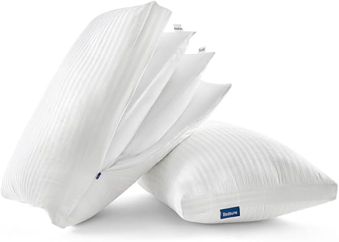 Bedsure Pillows Set of 2 - Fluffy & Soft Adjustable Layer Queen Pillows with Cotton Cover, Luxury Bed Pillows for Sleeping, Firm Pillows for Side, Back, Stomach Sleepers (2, Standard)