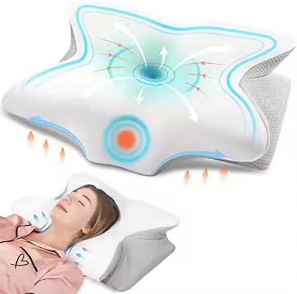 Cervical Memory Foam Contour Pillow BONNE NUIT for Neck and Shoulder Pain Cooling Gel Infused Soft Feeling Memory Foam Contour Bed Pillow with Customized Size for Your Best Sleeping Nights