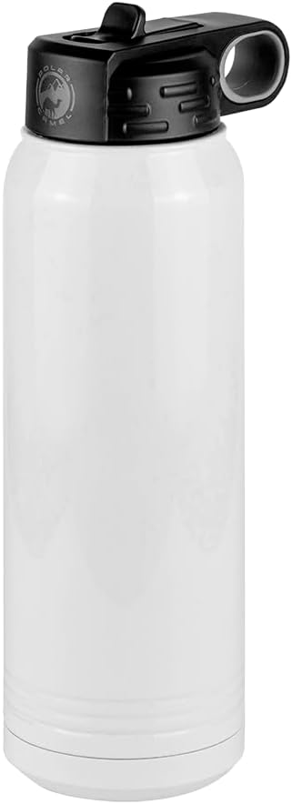 Softball Mom Water Bottle, Messy Bun, White 30 oz Polar Camel with Straw Lid, Stainless Steel, Vacuum Insulated