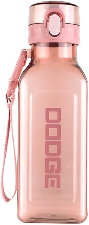 Sports Square Water Bottle 24 oz Reusable Drinking Bottle Portable Leakproof BPA-Free Plastic Water Bottles for Travel Picnic Gym Camping School(Pink)
