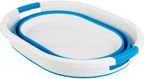 Collapsible Laundry Basket - 39L (10.3-Gallon) Portable Sink - Multipurpose Plastic Bin, Hamper, or Ice Bucket - Camping Essentials by Wakeman Outdoors (Blue)