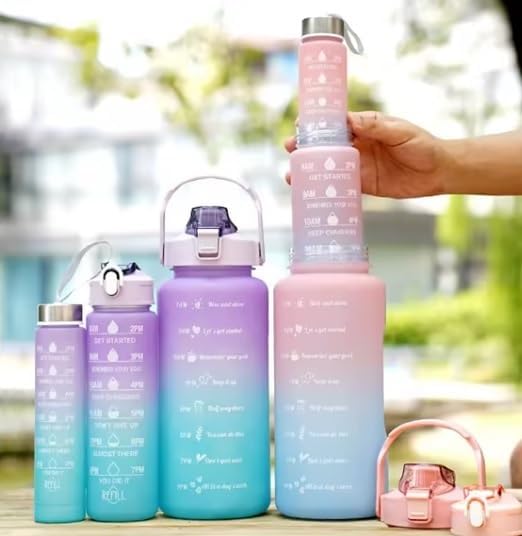 Botella Agua Motivacional (Green and Violet, 295 X 110 milimetros, Violeta y Verde, RY-010