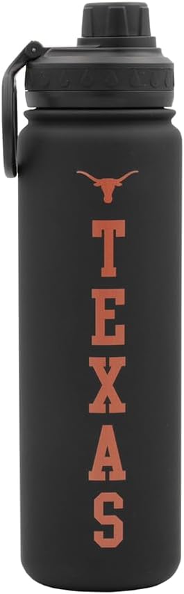 University of Texas Water Bottle - Black Double Walled Stainless Steel 24 oz Keeps Drinks Cold or Hot