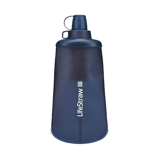 LifeStraw Peak Series - Collapsible Squeeze Bottle Water Filter System – 650ml for Trail Running, Through Hiking, Travel, Cycling, and Fishing; BPA-Free; Mountain Blue
