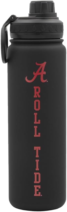 Alabama Roll Tide Water Bottle - Black Double Walled Stainless Steel 24 oz Keeps Drinks Cold or Hot
