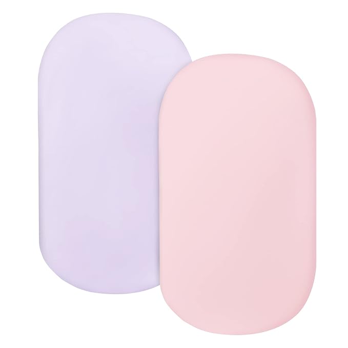 Bassinet Sheets for Baby Girl 2 Pack Bassinet Sheet Fitted Universal Microfiber Soft Cradle Sheets for Oval Rectangle and Hourglass Bassinet Mattress, Pink&Purple