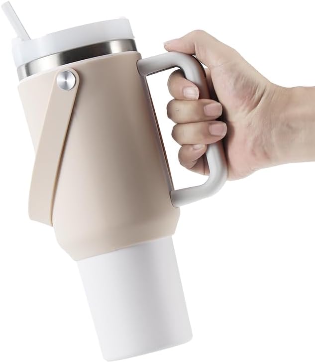 Silicone Handle Bag for Stanley 40 oz Tumbler with Handle, Holder for Stanley Tumbler Easy to Go Out - PURPLE