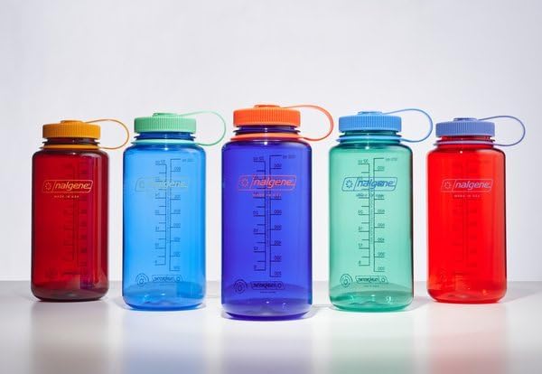 Nalgene Water Bottle - Lightweight Sustain Tritan BPA-Free Shatterproof Bottle for Backpacking, Hiking, Gym, 32 OZ, Wide Mouth, Baby Blue