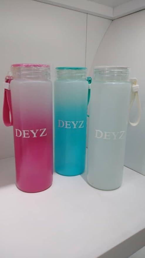 DEYZ Glass Water Bottle 16oz Fitness Drinking Glass Water Bottle PBA and Leak Proof Water Bottle Reusable water bottles Sport Water Bottle Gym Drinking Jug Circular Glass water Bottle (White)