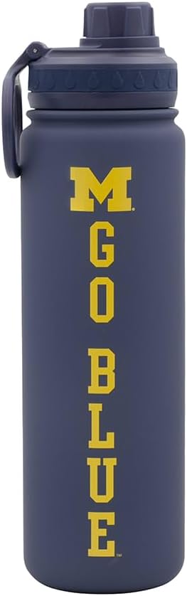 Michigan Go Blue Water Bottle - Navy Double Walled Stainless Steel 24 oz Keeps Drinks Cold or Hot