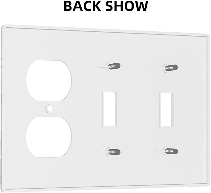 Green Stone Texture Combo 2 Toggle 1 Duplex Outlet Light Switch Wall Plate Cover Decorative 3-Gang for Electrical Room Bathroom Bedroom Home Kitchen One Receptacle 4.5" x 6.38"