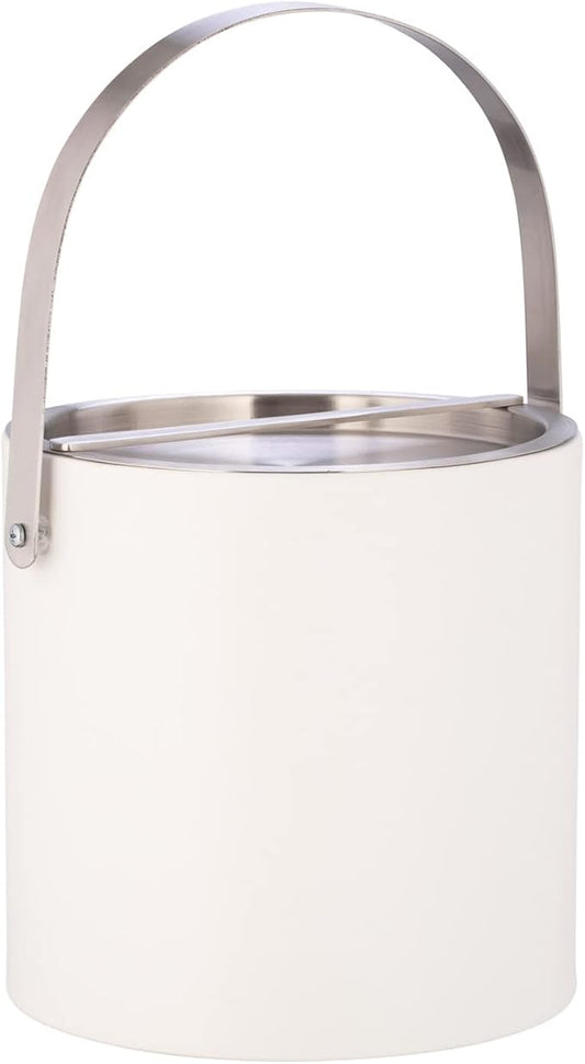 Kraftware 3qt Brushed Chrome Arch Handle & Bridge Cover: White Sydney 3 quart Ice Bucket, Small