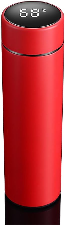 Water Bottle With LED Temperature Display Tea Infuser Vacuum Leak Proof Double Wall Insulation Stainless Steel (Red), SMB0001