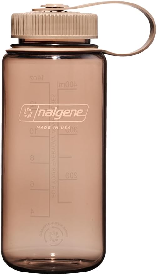 Nalgene Sustain Tritan BPA-Free Water Bottle Made with Material Derived from 50% Plastic Waste, 16 OZ, Wide Mouth, Mocha