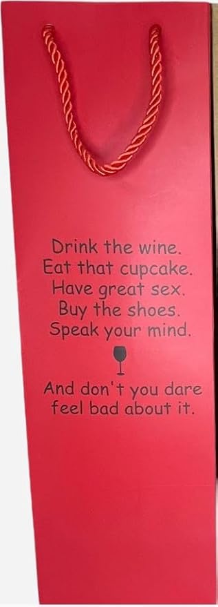 Generic Set of 3 Colorful Wine Gift Bags for Wine Bottles with Varying Sayings- Perfect Wine Tote for Travel or as a Wine Gift Box- (Drink the wine, wtf, size matters), Standard