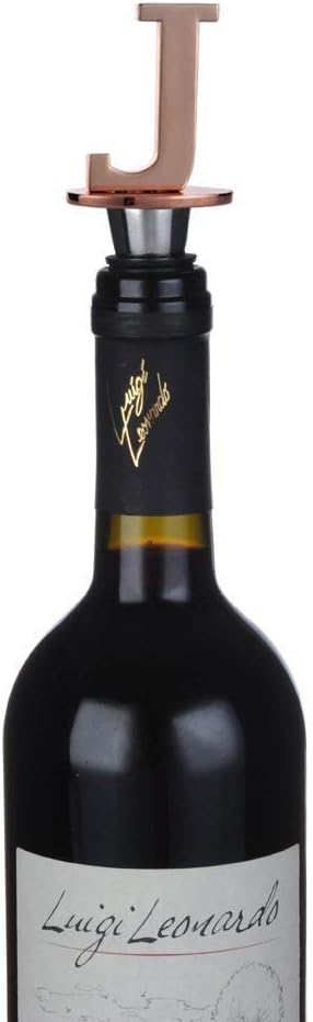 Miicol Wine Stopper, Prosecco Stopper, Wine Bottle Stopper, Personalised Champagne Stopper, Rose Gold Wine Accessories, Wine Lovers Gift, Monogram Gift, Letter J