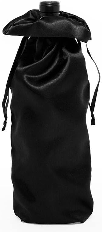 Paper Mart 10ea - 6 X 15 Black Satin Wine Bags