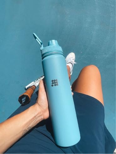 Cubitt Insulated Sports Hydro Water Bottle 24 oz, 2 Lids (Coffee Lid and Wide Mouth Twist Sports Lid), Stainless Steel, Double Walled. Cold for up to 24 hours, Hot for up to 12 hours. (Blue 24 oz)