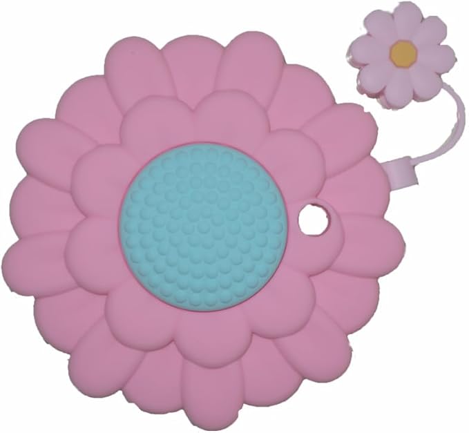 Lid Protective For 40 Oz Stanley Cup&Straw Cap,Stanley Cup Silicone Dust Cover,Stanley Cup Cute Accessories,Strawberry/Avocado/Pink Flower Design (Pink Flower)