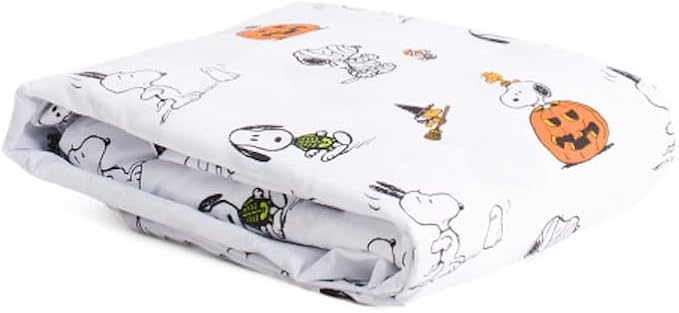 Berkshire Blanket & Home Co. Peanuts Halloween Fall Themed Sheet Sets (White - Mummies, Pumpkins, Witch on Broom, Full)
