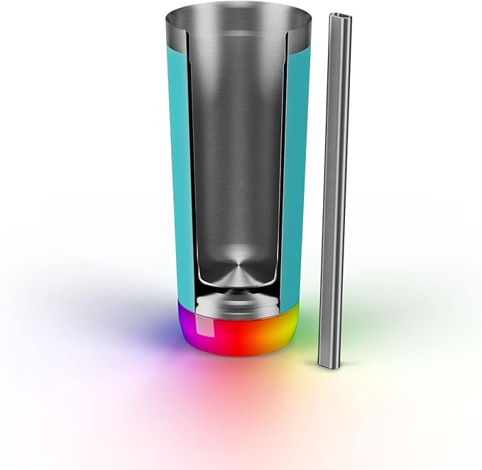 Hidrate Spark PRO Smart Tumbler Bundle – Insulated Stainless Steel – Tracks Water Intake with Bluetooth, LED Glow Reminder When You Need to Drink – 20oz, Sea Glass + 3 Straws