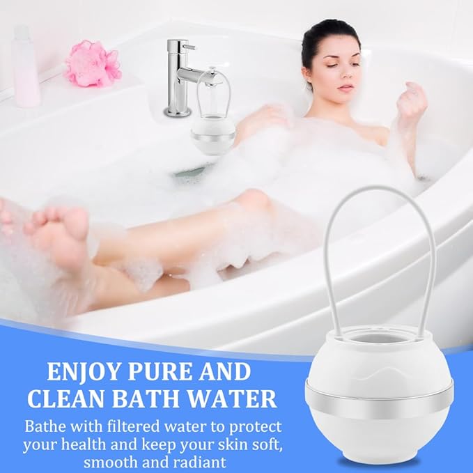 Bath Ball Filter, 8 Stages Bath Water Filter for Tub Faucet, Removes Hundreds of Contaminants for Softer and Healthier Skin(COLOR:white)