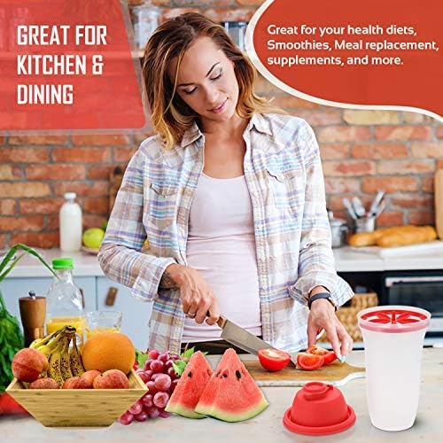 SIGNORA WARE Shaker Bottles | 17-Ounce Plastic Protein Shake Bottle for Meal Replacement Shakes & Smoothies, Beverages, Mixing Salad Dressing & Sauces, Margarita, & More