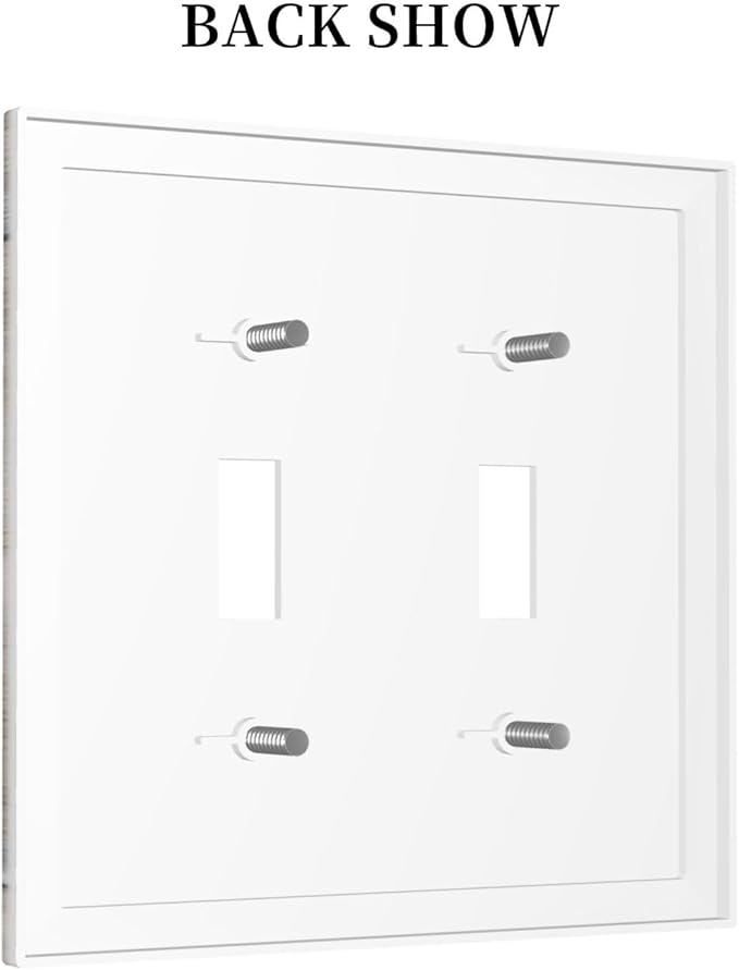 Rustic Western Wood Barn Door Horseshoe Iron Star Double Toggle Light Switch Covers 2 Gang Wall Plate Dual Decorative Switchplate Electrical Faceplate for Farmhouse Country Bedroom Decor