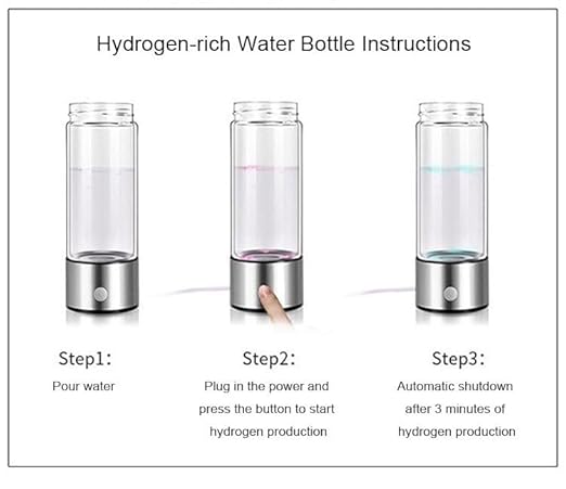 Hydrogen Water Bottle, Advanced Generator for Quick 3-Min Electrolysis. Perfect for Office, Travel, Fitness, Camping, and Hiking Adventures.
