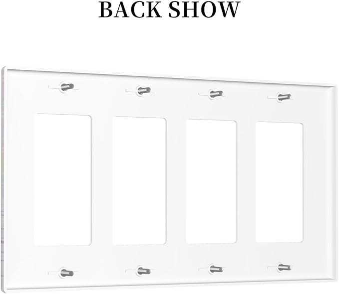 Silvery Glitter Cute Mermaid Tail Fantasy Castle 4 Gang Rocker Decora Light Switch Cover Outlet Covers Wall Plate Decorative Switchplate Electrical Faceplate GFCI for Kidroom Nursery Bedroom Decor