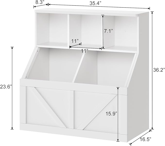 Kids Bookshelf and Toy Storage, Kids Toy Storage Organizer, Toy Storage Cabinet with Toy Shelf, Toddler Bookshelf Toy Organizer and Storage Bins for Playroom, Bedroom, Nursery, Classroom, Daycare