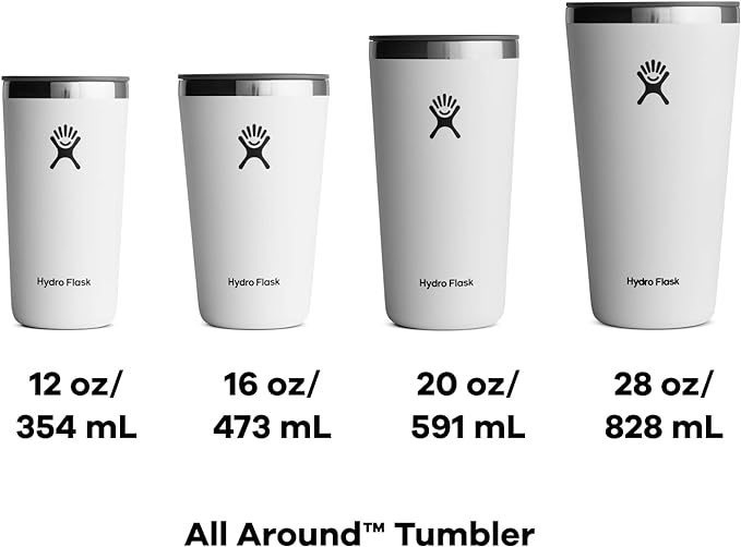 Hydro Flask All Around Stainless Steel Tumbler with Lid and Double-Wall Vacuum Insulation