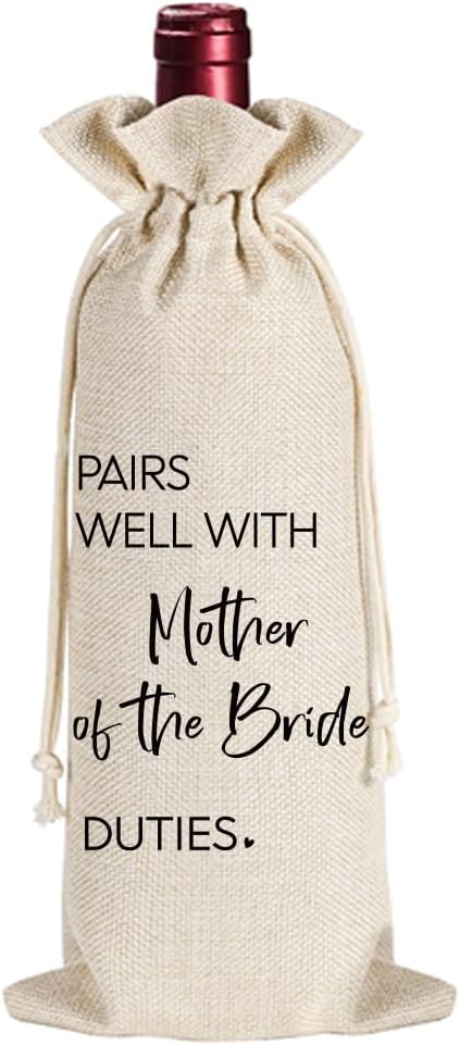 Qubereeree Mother of the Bride Wine Bag Gifts, Pairs Well with Mother of the Bride Duties Wedding Gifts for Bride's Mother from Daughter, Mother-in-Law Wine Bag Wedding Shower Gifts-19