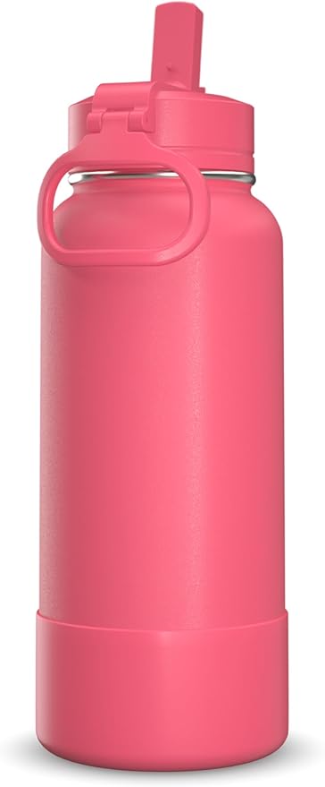 Hydrapeak 32oz Sport Insulated Water Bottle with Chug Lid, Leak & Spill Proof, Keeps Drinks Cold for 24 Hours, Hot for 12 Hours, Premium Stainless Steel Water Bottles (32oz, Neon Crush)