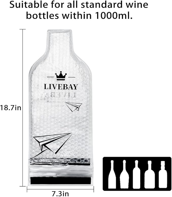 Reusable Wine Bag for Travel Wine Protector Sleeve for Airplane Car Cruise Protection Luggage Leak-proof Impact Resist, 3 Set