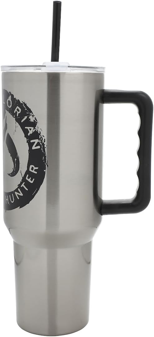 Bioworld Star Wars Mandalorian Mythosaur Skull Bounty Hunter Logo 40 Oz Silver Stainless Steel Tumbler