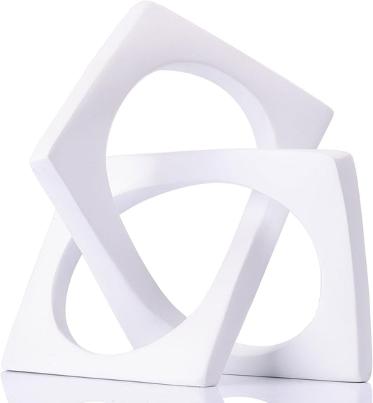 XMGZQ White Knot Statue for Coffee Table Centerpiece Decor,Modern Abstract Art Geometric Sculpture and Figurines, Home Decor Accent,Cube Knick Knacks for Shelves,Bookshelf,Entryway,Floating