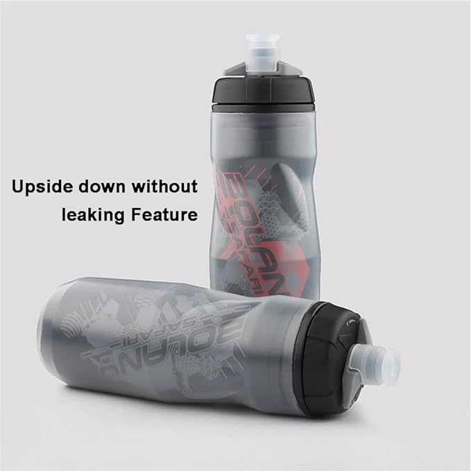 Bottle Sport Squeeze Insulated Water Bottle 20 oz BPA-Free, Sport Bike Squeeze Bottle (Black gray-20oz)