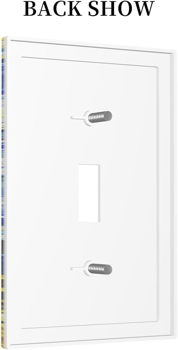 Vintage Abstract Blue Starry Sunflower 1 Gang Light Switch Covers Single Toggle Wall Plate Decorative Switchcover Electrical Switchplate for Farmhouse Country Bedroom Livingroom Decor