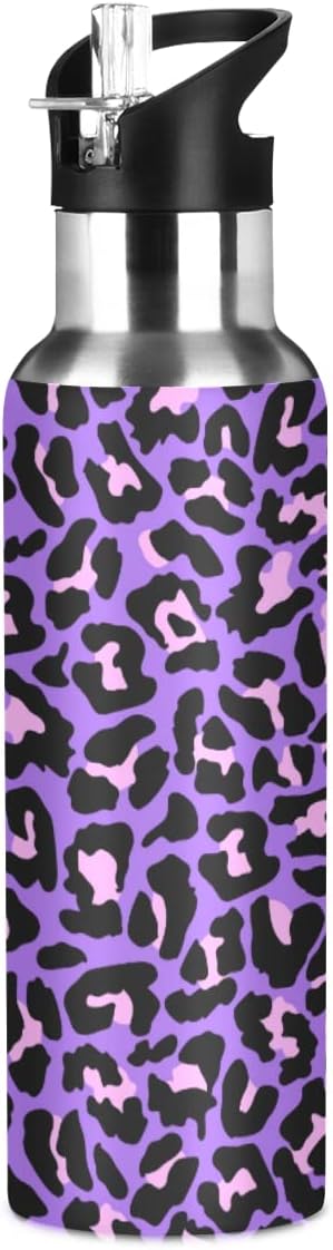 MNSRUU Insulated Water Bottle with Straw, Rainbow and Unicorns Stainless Steel Flasks for Sports Cycling Hiking School