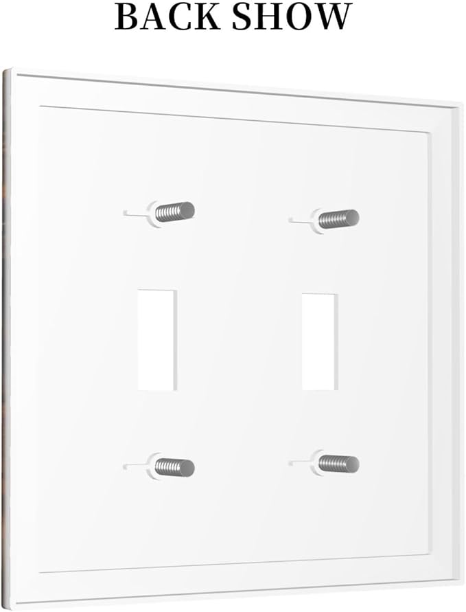 Gradient Abstract Ripple Blue Gold Marble Printed Double Toggle Light Switch Covers 2 Gang Wall Plate Dual Decorative Switchplate Electrical Faceplate for Kitchen Bathroom Bedroom Decor