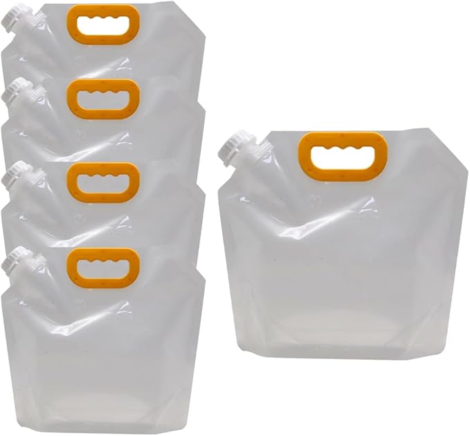 MODUODUO Collapsible Water Jug Container Bag 5pcs Outdoor Folding Water Bag with Handle for Catered Events, Camping, or Hiking (0.67 gal)
