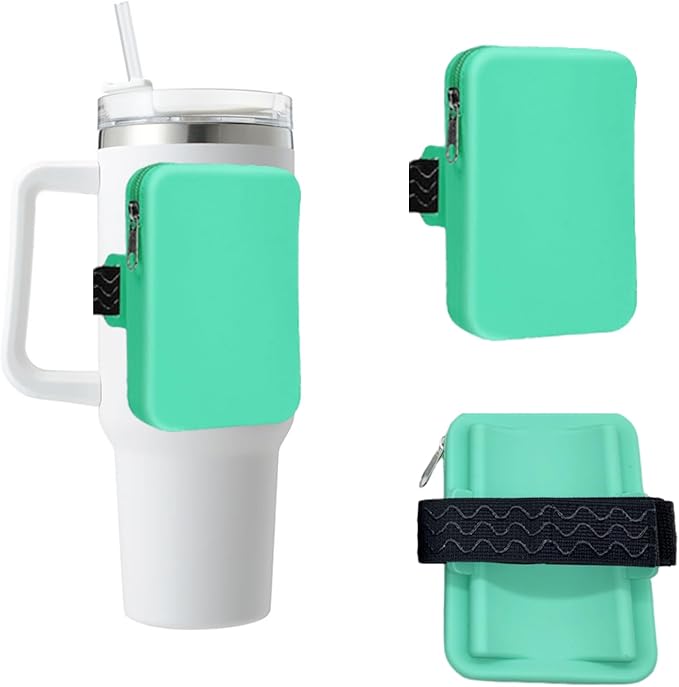 Silicone Water Bottle Pouch for Stanley, Tumbler Carrier with Zipper Pocket for Stanley 30oz/40oz & IceFlow 20/30oz, Gym Tumbler Accessories for Men Women