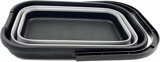 SAMMART 12L (3.1 gallon) Collapsible Rectangular Handy Basket/Bucket/Multiuse Foldable Water Pail for Camping, Fishing (Black/Alloy Grey)