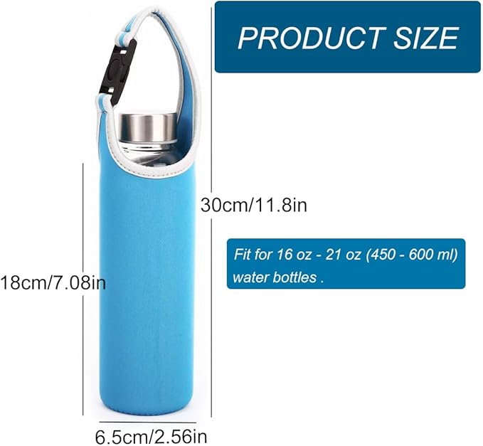 3PCS Water Bottle Carrier with Shoulder Strap 16oz-21oz, Neoprene Sleeve Cup Holder Pouch with Carrying Handle for All Portable Sport Water Bottle -3 Colors