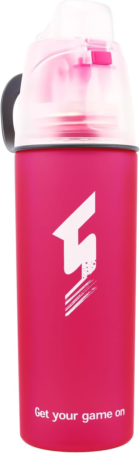 Misting Water Bottle, Spray Mist Sports Bottle for Outdoor Sport Hydration and Cooling Down, BPA-Free Misting Water Bottle with Unique Mist Lock Design (Red-18oz)