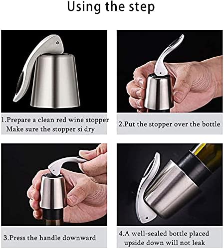 Wine Stoppers(2 PACK Bright)，Wine Bottle Stoppers Stainless Steel，Reusable Wine Saver，Wine Sealer Keeps Wine Fresh，Wine Bottle Plug With Silicone，Superior Leak-Proof，Best Gift