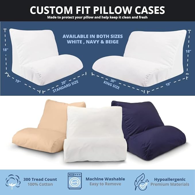 Contour Products, Flip Pillow, Standard Size (20 inch Width), Includes Beige Pillow Cover