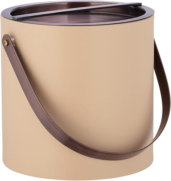 Kraftware 3 Quart Oil Rubbed Bronze Arch Handle & Bridge Cover: Beige Barcelona Ice Bucket